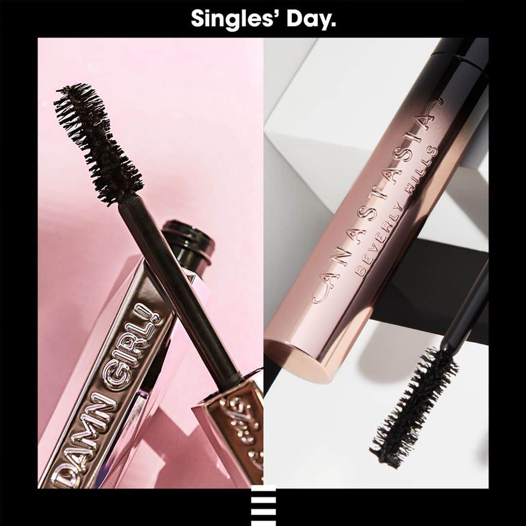 のインスタグラム：「Battle de mascaras 😈 Commente l'émoji de celui que tu préfères (ou que tu aimerais le plus tester) : 😍 @toofaced Damn Girl Mascara 🤩 @anastasiabeverlyhills Lash Brag Mascara  Ces deux mascaras sont à -25% sur sephora.fr, jusqu'au 6/11 seulement! Tape sur la photo pour en savoir plus. #SephoraFrance #SinglesDay」