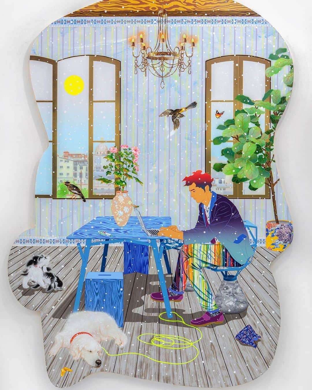 松山智一のインスタグラム：「“Desktop Utopia “ 2020 Mixed media on canvas  #LongMuseum #shanghai」