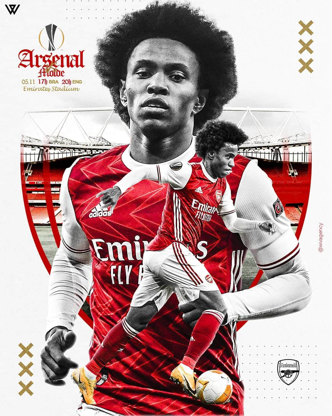 ウィリアンさんのインスタグラム写真 - (ウィリアンInstagram)「Matchday! #UEL 💪⚪🔴 #arsenal #europaleague #W12 #gunners #vamos #emiratesstadium」11月5日 23時26分 - willianborges88