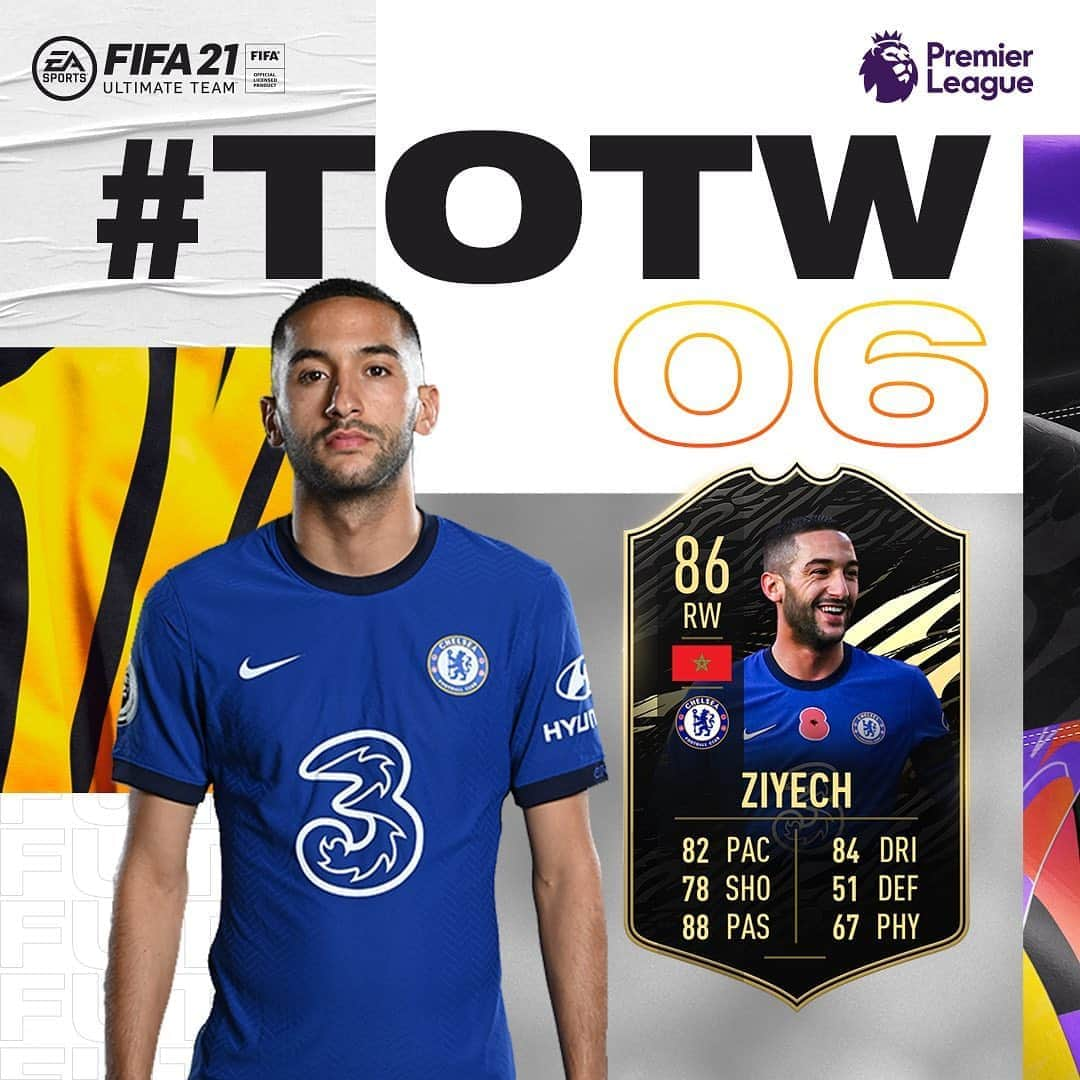 チェルシーFCさんのインスタグラム写真 - (チェルシーFCInstagram)「M⚽TM on his first PL start! 🙌 Our Moroccan 🧙‍♂️ @HZiyech is named in the @EASPORTSFIFA #TOTW! Available in packs now! 🎮 #FIFA21 #FUT21 #CFC #Chelsea」11月6日 0時30分 - chelseafc