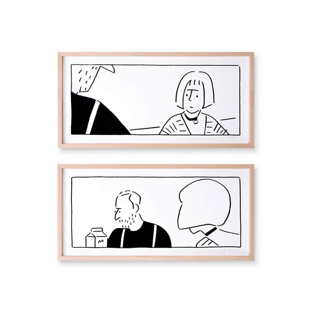 Yu Nagabaのインスタグラム：「Announcing a new collaboration with @arr.allrightsreserved ! We've worked together on a set of silkscreen prints which are also available for sale through a members-exclusive raffle.  For more information see below. Raffle Ends on 6 Nov 11pm (HKT) / 10am (EST) / 7 Nov 12am (JST).  新作のシルクプリントを本日午前１２時から発売します。 １２時間限定の抽選販売で @ddtstore から購入可能です。 日本の方もご購入いただけます。 抽選終了時刻： 6 Nov 11pm (HKT) / 10am (EST) / 7 Nov 12am (JST)   ------------------------------------------  @arr.allrightsreserved ’s new collaboration project with Japanese artist Yu Nagaba is coming with 3 sets of brand-new “Shot / reverse shot” silkscreen prints, created to recall iconic scenes based on the movie “shot / reverse shot” framing technique, which is used to show one character looking at another character and then the other looking back at him/her. 🌜🎬🌛  👉🏻Enter the Member Exclusive Raffle NOW on:  DDTStore.com  . Raffle Ends on 6 Nov 11pm (HKT) / 10am (EST) / 7 Nov 12am (JST)  . Enter the raffle now on DDTStore.com for a chance to purchase. Each entry is for one set purchase only. Successful entrants will be notified via email by 9th Nov with purchase details. . 💡Nagaba will be having his biggest ever solo exhibition “The Last Supper” on 11-27 Dec, 2020 in the art space “SAI” at RAYARD MIYASHITA PARK in Tokyo. Stay tuned! . #長場雄 #YuNagaba @arr.allrightsreserved @meet_project @DDTStore #silkscreen #AllRightsReserved #meet_project #DDTStore」