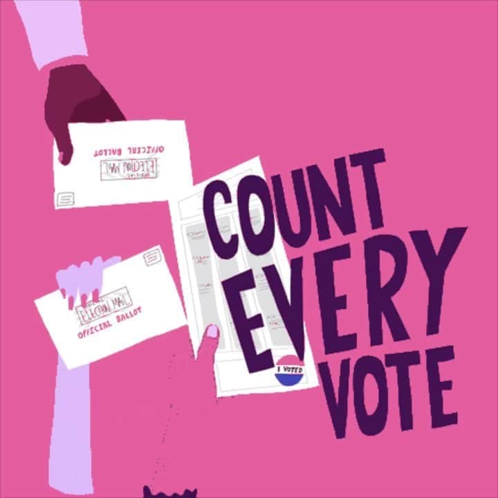 のインスタグラム：「Never forget that our democracy is for the people, BY the people. This year we showed up in record numbers across the country and that is something to be celebrated! I know we’re all feeling anxious, tired and eager for what is to come, but democracy will ALWAYS be worth the wait. Time to be calm and patient while every vote is counted. We got this. ❤️  #everyvotecounts #counteveryvote」