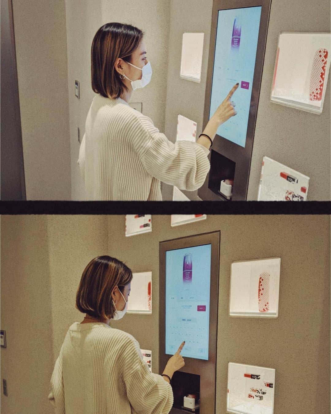 松本瞳のインスタグラム：「. SHISEIDOが始めたサステナブルな取り組み「ULTIMNUNE FOUNTAIN」を体験してきました🌟 . このサービスは新しいレフィルサービスで、使い終わったアルティミューンのボトルを持っていくと、そのボトルを洗浄、レフィルしてくれるというもの。 . 普段飲み物入れるマイボトルやエコバッグは持ち歩いてるけど、それ以外にもサステナブルななにか取り組みたいと思ってたから、とっても素敵なサービスだと思った☺️ . フラッグシップストアでは彫刻サービスも受けられて、可愛いボトルが出来上がりました◎1枚目は彫刻なににしようか迷ってる写真。 #shiseidoSBAS #pr」