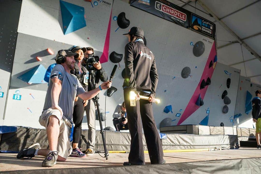 のインスタグラム：「June 2015 Throwback Thursday: An interview after the 2015 US World Cup! I am so thankful for all the awesome memories I have from competing and all the great people I met along the way! Climbing is the best 🤍 . . . #climbing #bouldering #ifsc #ifscwc #colorado #golden #tbt #lifeisgood #vailcolorado」