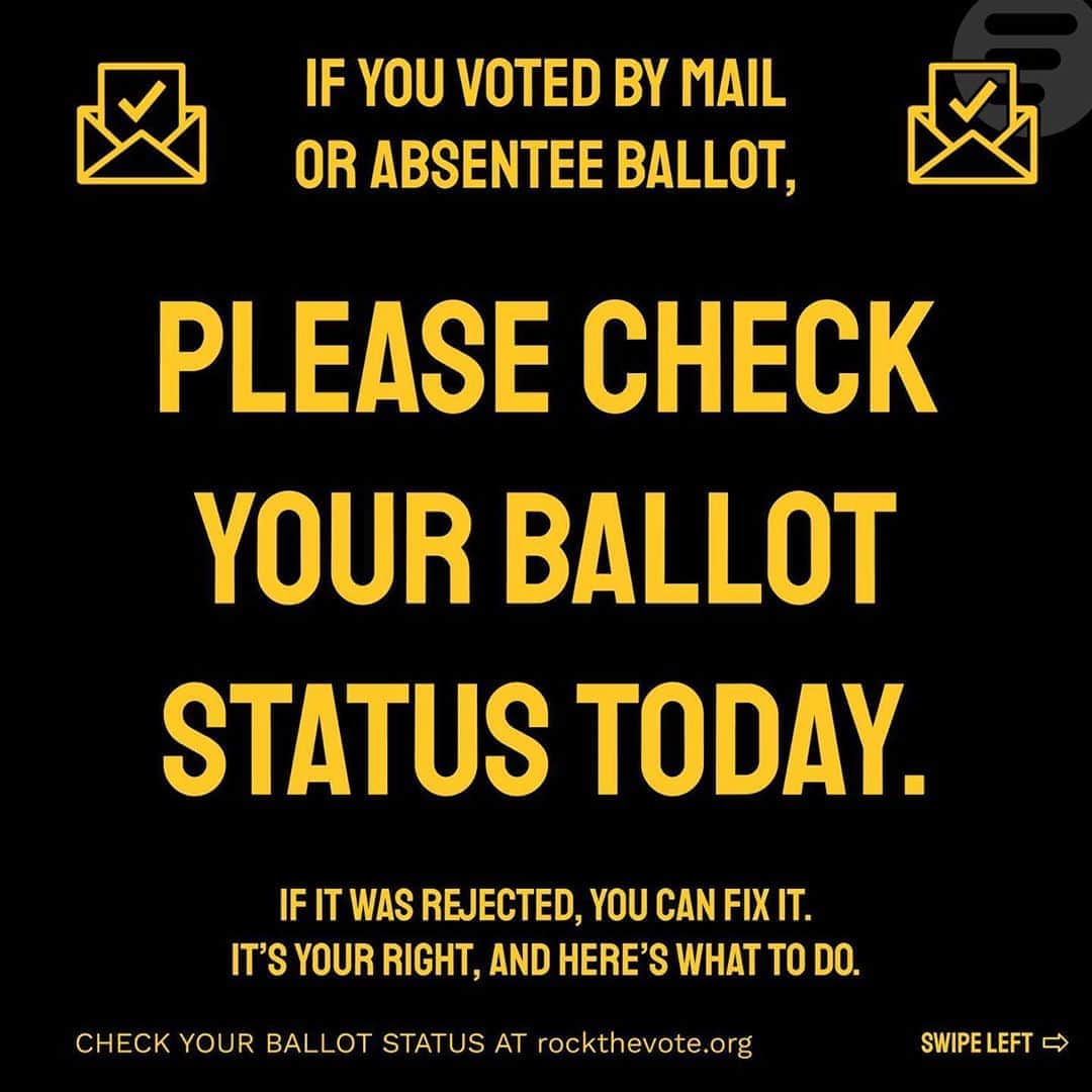 ジェフ・ペリーのインスタグラム：「If you voted absentee check the status of your ballot NOW! If it was rejected, you may still have a chance to correct it and make sure your vote still counts. Track your ballot today (link in bio) and call 866-OUR-VOTE if you need help. ‪📨💯 #counteveryvote counteveryvote #electionprotection」