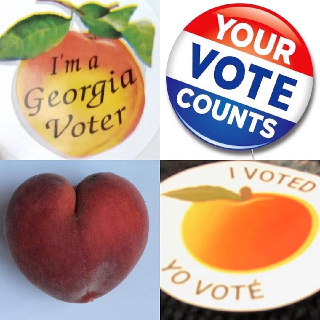 uglyfruitandvegのインスタグラム：「Georgia, you are amazing! We 🧡🍑 you! #Vote  #VoteCount #BidenHarris2020 #GeorgiaIsBlue 💙」