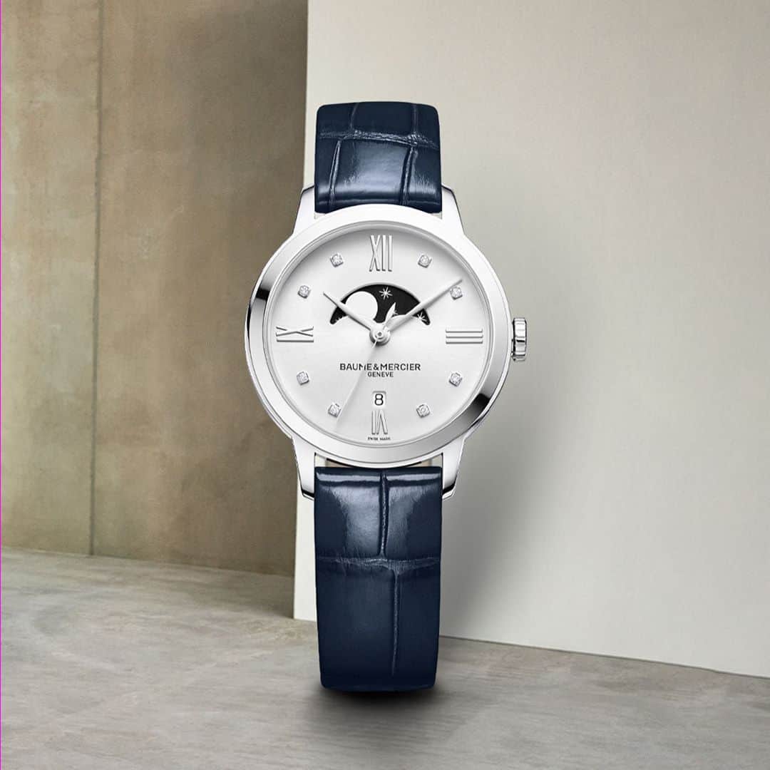 ボーンメルシーさんのインスタグラム写真 - (ボーンメルシーInstagram)「Once in a blue moon  -- Classima 10329⁣ 31mm, date aperture at 6 o’clock, Moon-phased complication, Quartz movement. ⁣ -- #baumeetmercier  #Classima  #Watches  #Style  #Womenwatch  #Craftsmanship  #Watchesdesigner  #Swissmade  #Watchmaking」11月6日 20時04分 - baumeetmercier