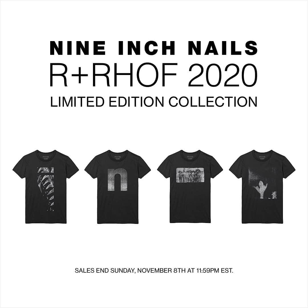 ナイン・インチ・ネイルズのインスタグラム：「Rock and Roll Hall of Fame Induction Commemorative Merch Collection Available Now at NIN.com   Limited Edition – Sales end at 11:59pm EST on Sunday Nov. 8th.」