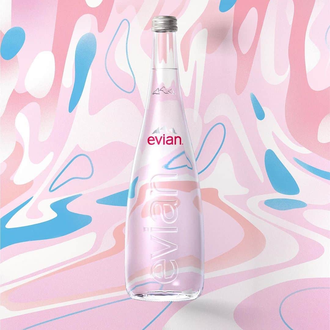 evianのインスタグラム：「We love to see Lyon-based illustrator @victoriadessine return to our #ThirsttoCreate series and how our worlds meet 💫  What do you see behind the bottle? 💧  #evian #evianwater #stayhydrated #positivedrops」