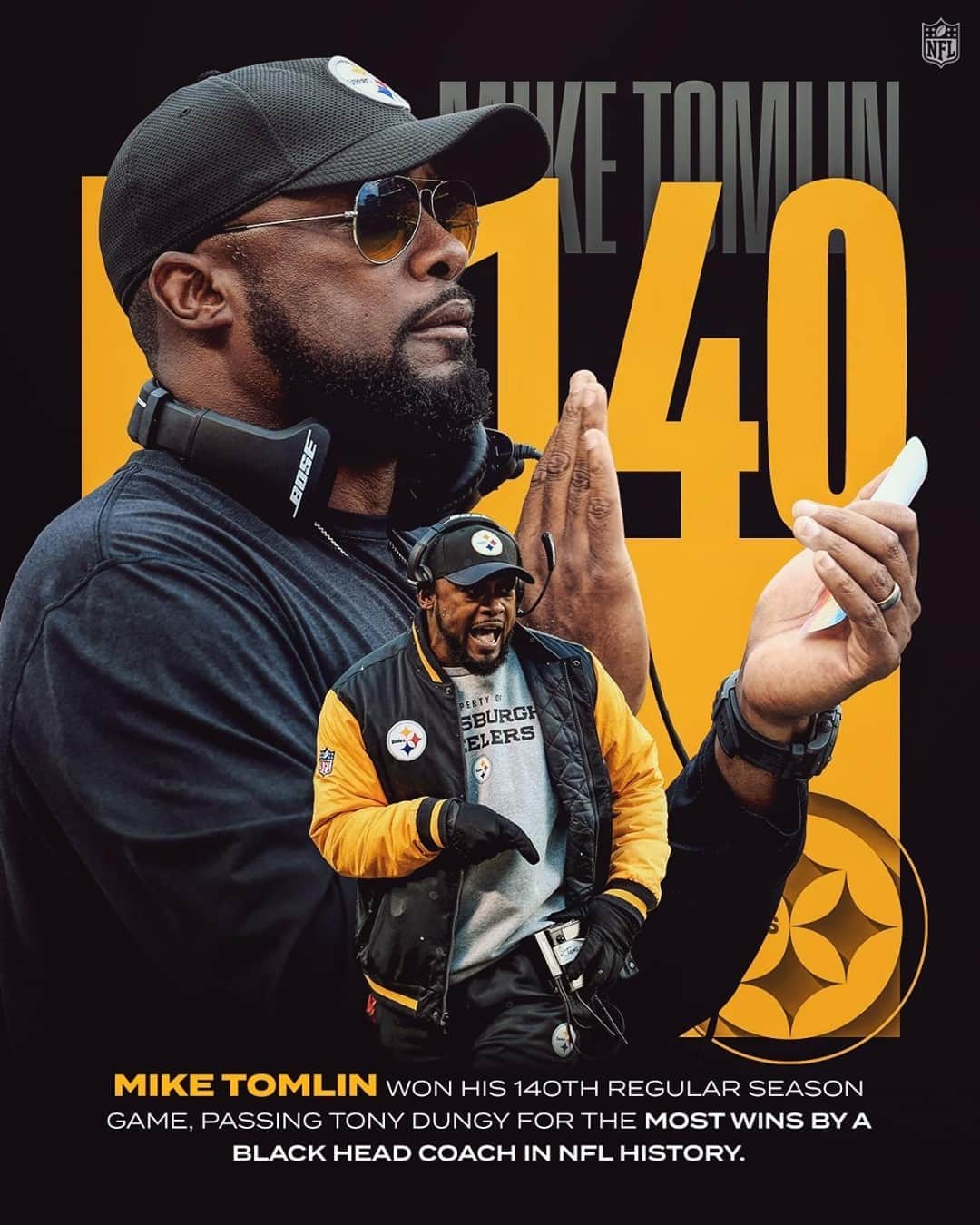 NFLさんのインスタグラム写真 - (NFLInstagram)「Congrats to @steelers HC Mike Tomlin. 👏」11月7日 0時30分 - nfl