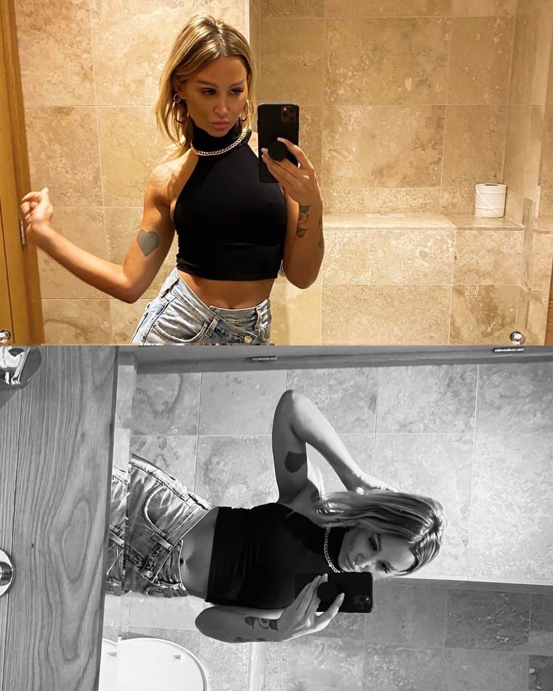 ルー・ティーズデールのインスタグラム：「Revolve basics 🧃 - top @lpa jeans @agolde」