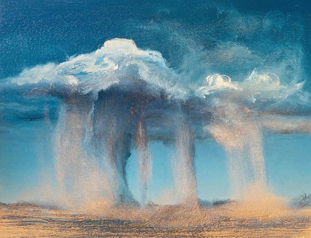 Derek Kaplanのインスタグラム：「Some experimental mini-storm paintings (11 x 14 inches)..」