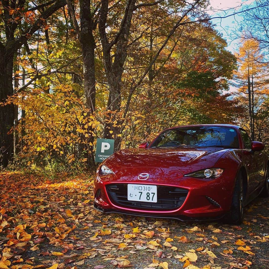 野口克也のインスタグラム：「紅葉とロードスターとEVO II #autelevo2 #ロードスターのある風景 #ロードスターrf」