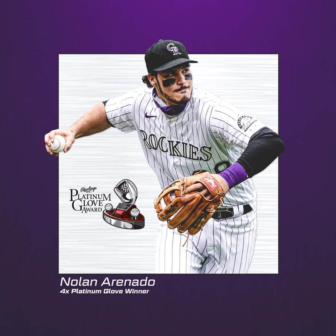 コロラド・ロッキーズのインスタグラム：「(𝗦𝗧𝗜𝗟𝗟) 𝗧𝗛𝗘 𝗕𝗘𝗦𝗧 𝗜𝗡 𝗧𝗛𝗘 𝗚𝗔𝗠𝗘! Nolan Arenado has won his 4th consecutive Platinum Glove 🐐」