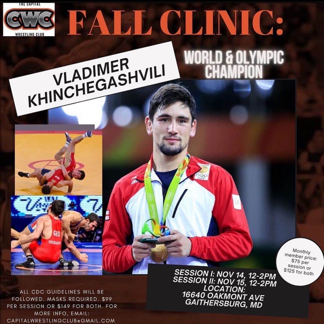 ヘレン・マロウリスのインスタグラム：「🚨Fall Clinic🚨 with World and Olympic Champion, Vladimer Khinchegashvili!!! Come learn from this amazing wrestler at the @capital_wrestling_club Nov 14-15!  Spaces limited so get your tickets now at www.capitalwrestlingclub.com #wrestling #clinic #olympics #kids #camp #learning #growing #sport #tokyo2020 training」