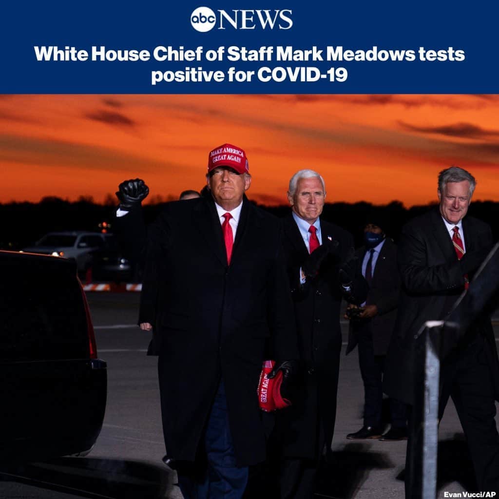 ABC Newsさんのインスタグラム写真 - (ABC NewsInstagram)「White House chief of staff Mark Meadows has tested positive for COVID-19—joining a growing list of people inside the White House who have had coronavirus, including Pres. Trump. MORE AT LINK IN BIO.」11月7日 13時33分 - abcnews