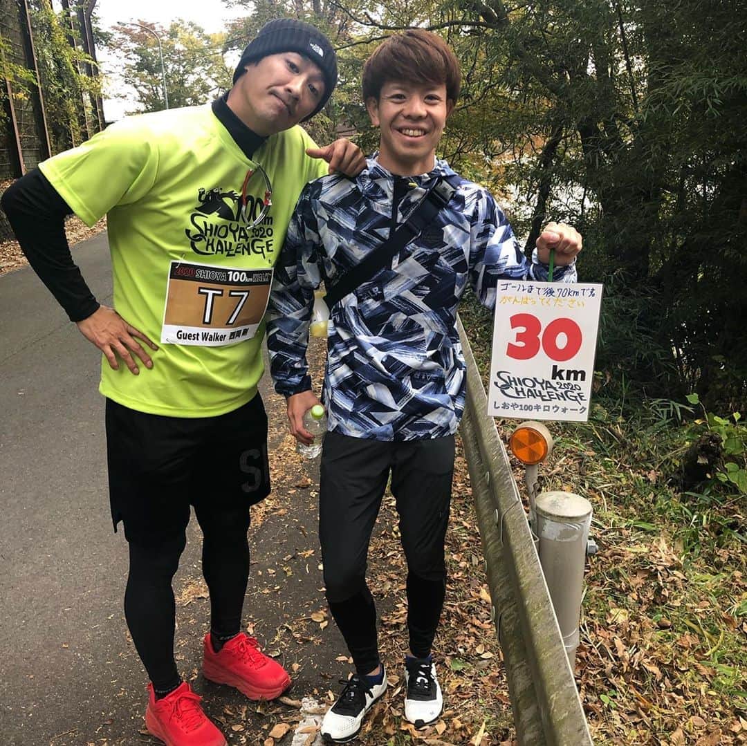 西岡剛のインスタグラム：「３０キロ地点通過😩  #佐貫観音 #西岡剛」