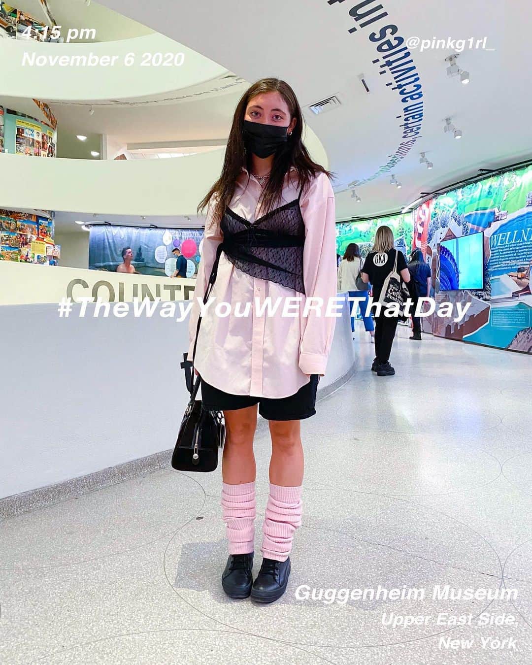 筒井心一のインスタグラム：「@pinkg1rl_ at #GuggenheimMuseum at 4:15 pm, November 6 2020, #NewYork ﻿ #OutfitOfTheDay = #TheWayYouWEREThatDay  #TWYWTD #ShinichiTsutsui」