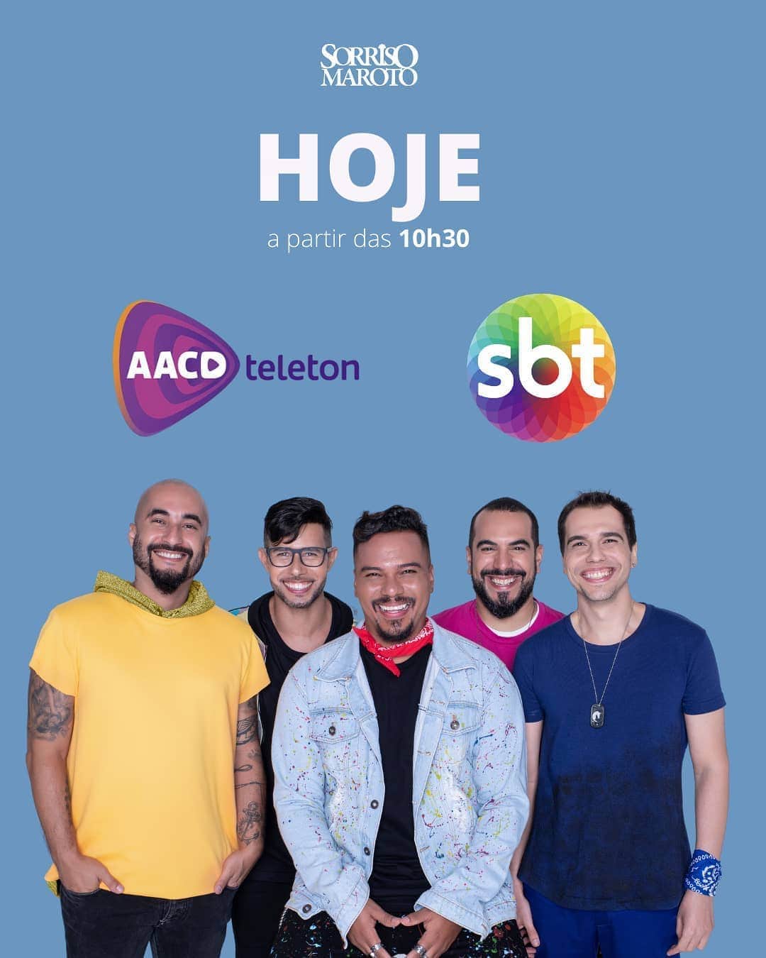 Sorriso Marotoのインスタグラム：「Turma, esse sábado a gente tem um encontro marcado no @teletonoficial! Bora cantar junto e ajudar milhares de pessoas. 😀 Sintoniza no SBT!」