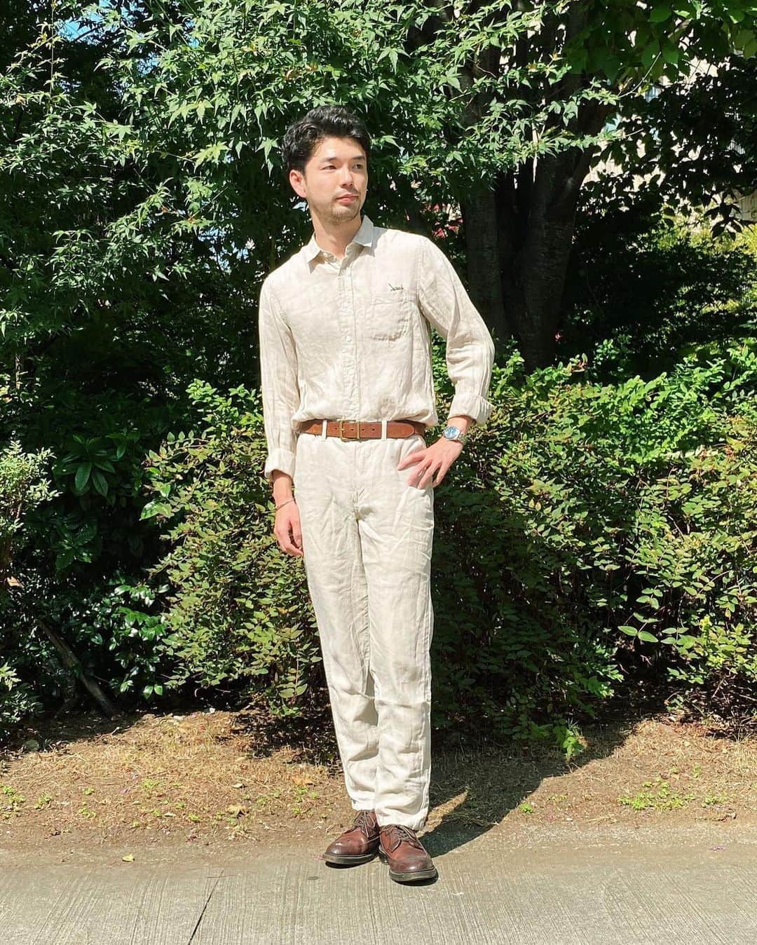 有原遣智さんのインスタグラム写真 - (有原遣智Instagram)「秋リネン&オールデン﻿ お久しぶりです✈️﻿ ﻿ shirt&pants: #muji #無印良品﻿ shoes: #alden﻿ belt: #ralphlauren ﻿ bracelet: #mexican vintage﻿ ﻿ ﻿ #throwback #fashion #ootd #outfit #linen  #mexicanvintage #vintage #alden975 #jins #古着 #古着コーデ #オールデン #メキシカン #ヴィンテージ #ジンズ #ラルフローレン」11月7日 19時53分 - kenchi_arihara