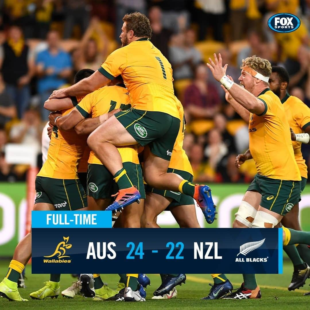 FOX・スポーツ・ラグビーのインスタグラム：「MIRACLES DO HAPPEN 💪  @wallabies getting it done tonight 🇦🇺 Who was your player of the match? #BledisloeCup」