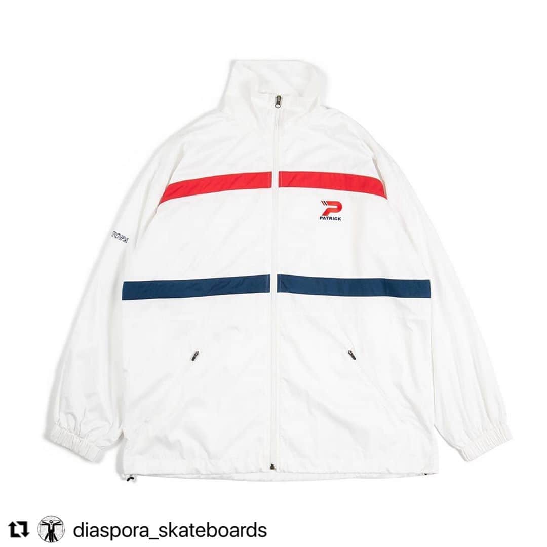 パトリックラボのインスタグラム：「@diaspora_skateboards   Diaspora skateboards x PATRICK﻿ ﻿ Track Jacket﻿ Track Pants﻿ ﻿ #diasporaskateboards #Patrickshoes」