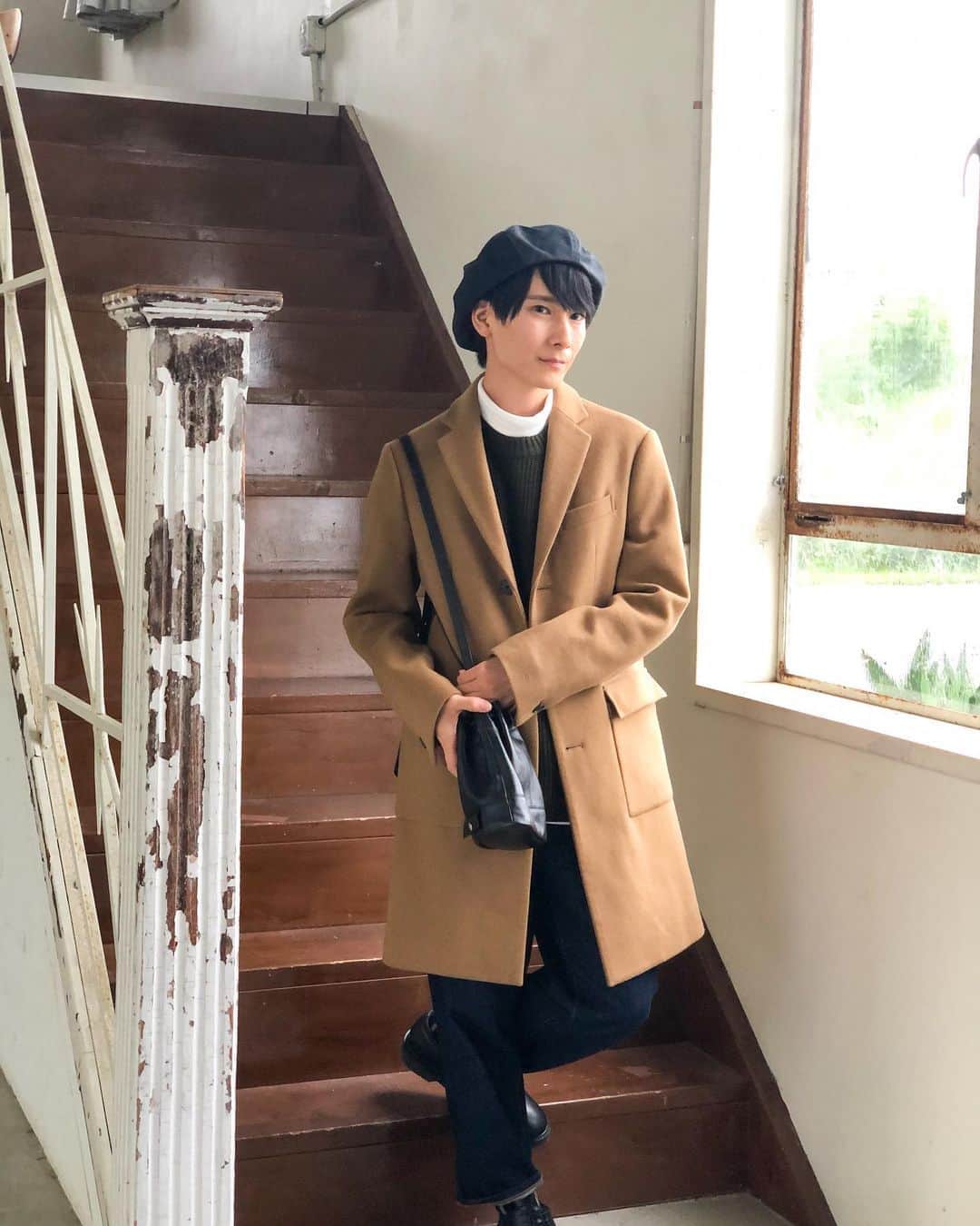 朝田淳弥のインスタグラム：「. カレンダーオフショット ＜11月12月＞ . 帽子 @ca4la_mens_press バッグ @minus.jpn_official 靴 @tk.takeokikuchi_official . #2021年カレンダー」