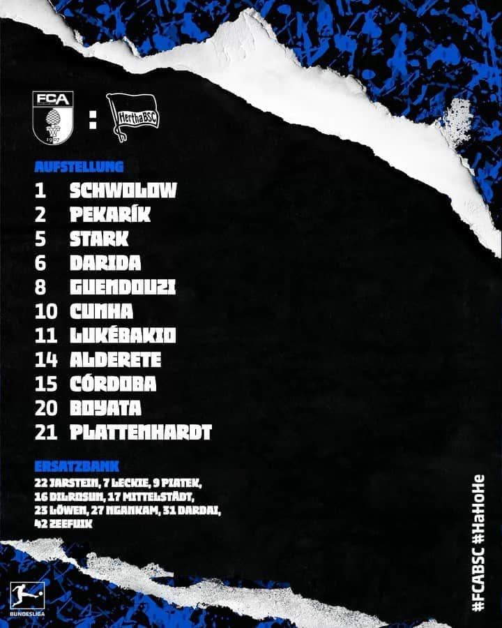 ヘルタ・ベルリンのインスタグラム：「Unsere #FCABSC - 1️⃣1️⃣! 😍 . . #HaHoHe #herthabsc」
