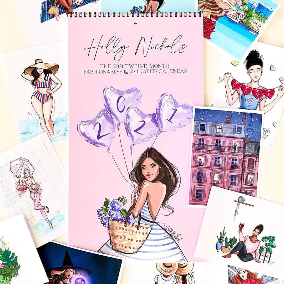 Holly Nicholsさんのインスタグラム写真 - (Holly NicholsInstagram)「The 2021 calendar is here! 🎉 TWELVE months (plus January 2022) of fashionable sketches! it sells out every year, so shop now at hnillustration.Etsy.com, or by clicking the “shop” link in my bio 🎨 #2021Calendar #illustrations #Calendar」11月7日 23時55分 - hnicholsillustration
