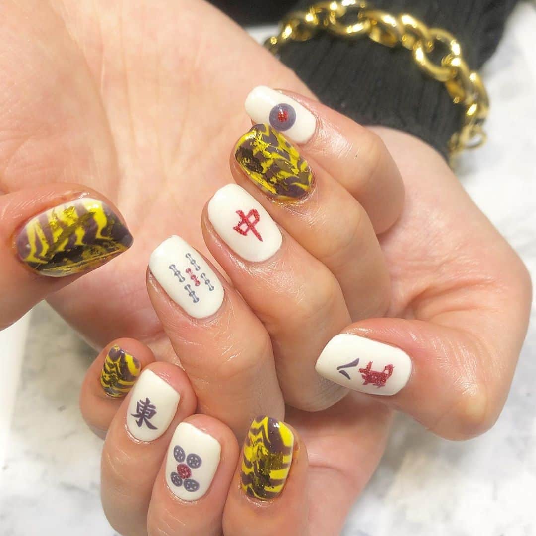 ネイルスタンド ツメコさんのインスタグラム写真 ネイルスタンド ツメコinstagram アレンジを込めた麻雀ネイルもかわいいです 11月8日 10時41分 Tsume Co