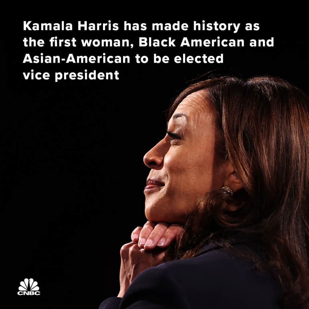 CNBCさんのインスタグラム写真 - (CNBCInstagram)「Kamala Harris has just made history.⁠ ⁠ With Joe Biden projected to win the U.S. presidential election, according to NBC News, his running mate, Harris, has become the first woman, the first Black American and the first Asian-American to be elected vice president.⁠ ⁠ Harris, now the vice president-elect of the United States, said in a tweet shortly after NBC News projected Joe Biden and her to win the presidential election that “we have a lot of work ahead of us.”⁠ ⁠ “This election is about so much more than @JoeBiden or me. It’s about the soul of America and our willingness to fight for it,” she said.⁠ ⁠ Full details at the link in bio.」11月8日 2時30分 - cnbc