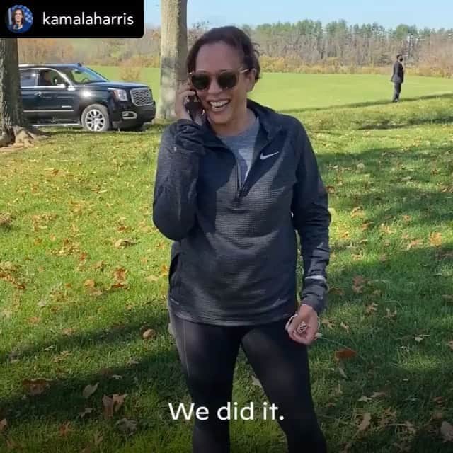 ジェニファー・グレイのインスタグラム：「and YOU, @kamalaharris, are going to be the next vice president of the united states!! @joebiden #joebiden #kamalaharris #bidenharris2020 #wedidit #firstwomanvp #firstwocvp #anewday #reset #lovewon」