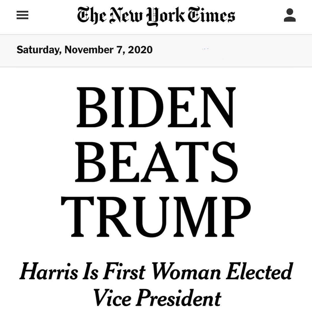 パク ・スジュのインスタグラム：「OmigodYES! Congratulations to the first woman elected VP & most popular voted President elect making history today #bidenharris2020 💙🇺🇸😭👏🌹💪🤸‍♀️」