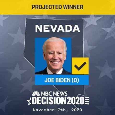NBC Newsさんのインスタグラム写真 - (NBC NewsInstagram)「BREAKING: Joe Biden wins Nevada, NBC News projects.」11月8日 4時02分 - nbcnews