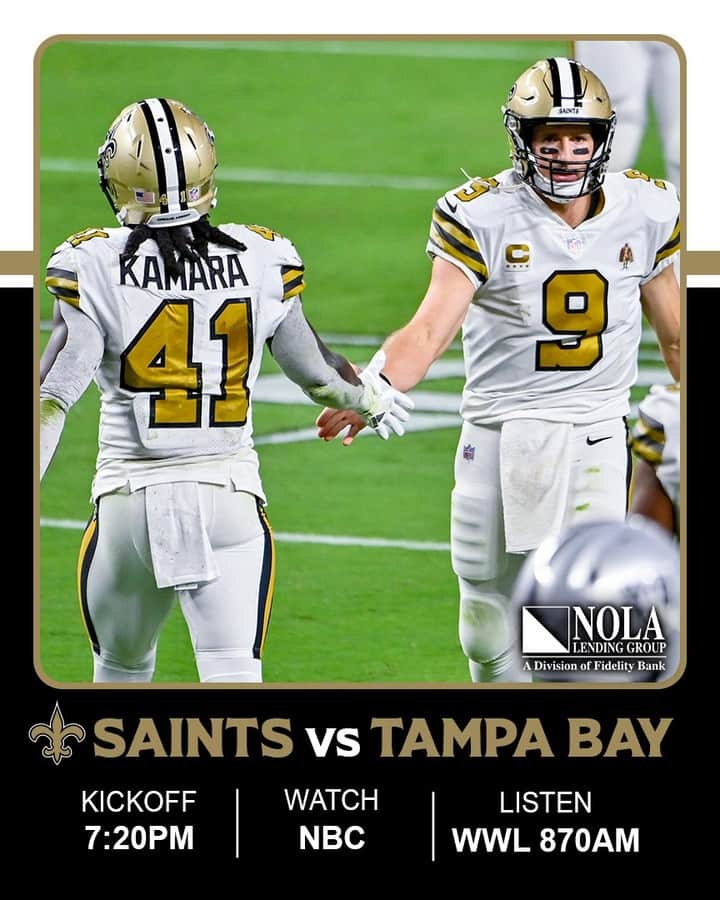 ニューオーリンズ・セインツさんのインスタグラム写真 - (ニューオーリンズ・セインツInstagram)「Primetime divisional duel in Tampa Bay ⚜️」11月8日 20時01分 - saints