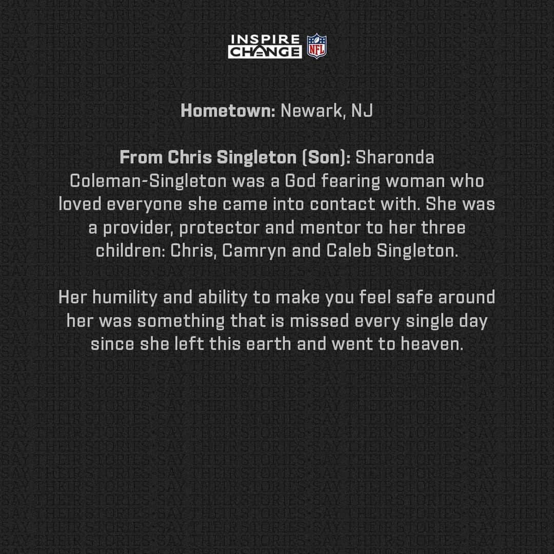 NFLさんのインスタグラム写真 - (NFLInstagram)「Say Her Name: Sharonda Coleman-Singleton #SayTheirStories」11月8日 12時00分 - nfl