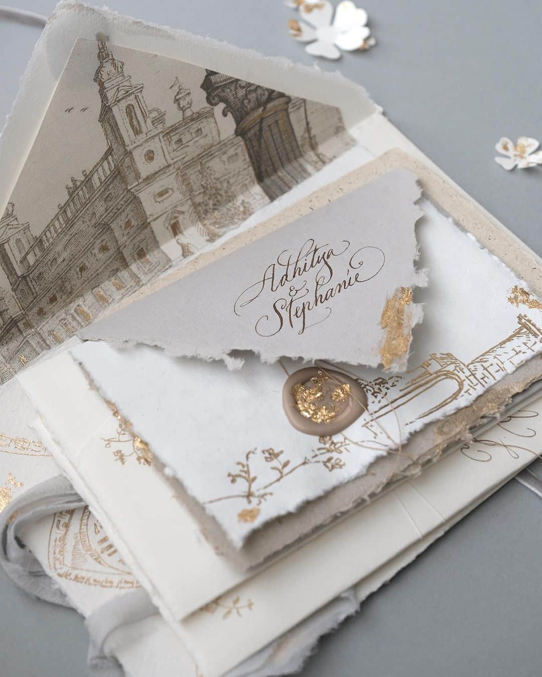 Veronica Halimさんのインスタグラム写真 - (Veronica HalimInstagram)「Handmade styled shoot bundle artwork for @stephaniebudiman and Adhitya in light and fluffy neutral color palette. Combining handmade paper petals in the suite to add in the airy and delicate feel to the whole invitation mood, inspired by the lightweight and romantic looks from her white dress.   —  #vhcalligraphy #truffypi #カリグラフィー #カリグラフィースタイリング #モダンカリグラフィー #calligraphystyling #カリグラフィーワークショップ #weddingstationery #moderncalligraphy #handmadepaper  #penmanship #ウェディング #ウェディングアイテム #カリグラファ #スタイリングワークショップ #スタイリング #prettypapers #weddingsuite #styledshootbundle」11月8日 12時17分 - truffypi