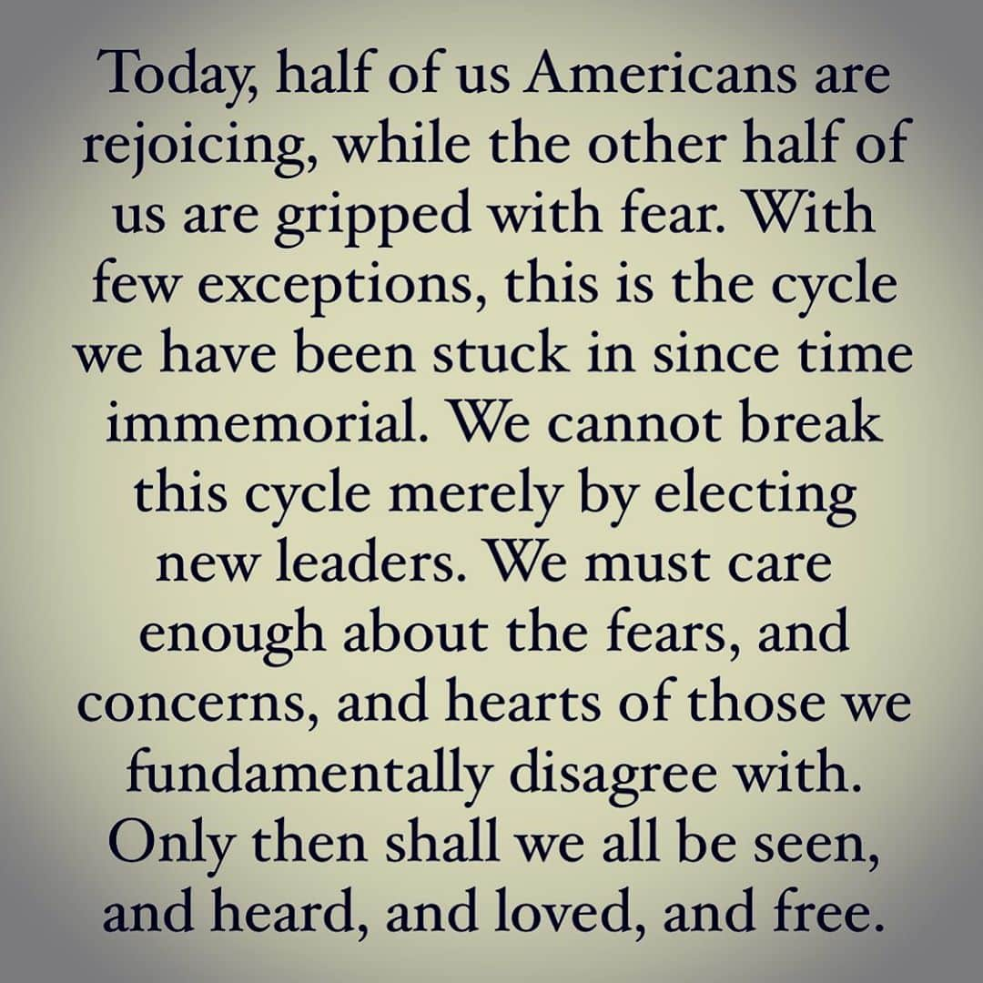 ザッカリー・リーヴァイさんのインスタグラム写真 - (ザッカリー・リーヴァイInstagram)「I rejoice with those who are rejoicing, and I weep with those who weep. We have a long road of healing before us. My hope and prayer is that Joe Biden and Kamala Harris answer that very call, in the same way I hoped and prayed that Donald Trump would do the same. But regardless of how our leaders may lead, we have all the capability in the world to treat each other with humanity, and grace, and patience, and kindness, and compassion, and humility, and love. May we all make a concerted effort to employ these gifts immediately, liberally, and without judgement or shame. 🙏」11月8日 12時55分 - zacharylevi