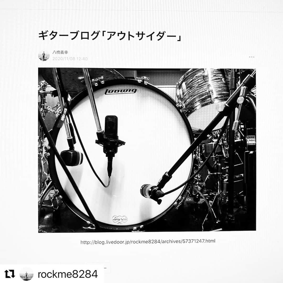 マシータのインスタグラム：「八橋さん、リモートセッション『Drums & Gutairs』３曲、素晴らしい機会を本当にありがとうございました！ . 八橋さん @rockme8284 のプロフィールリンクから「Guitar Blog」を選んでご覧下さい〜🤚✨✨ . #Repost @rockme8284 with @make_repost ・・・ ギターブログ「アウトサイダー」。  http://blog.livedoor.jp/rockme8284/archives/57371247.html  プロフィールのリンクから飛べるよ！  #ブログ #ギター @maseeetadrums」