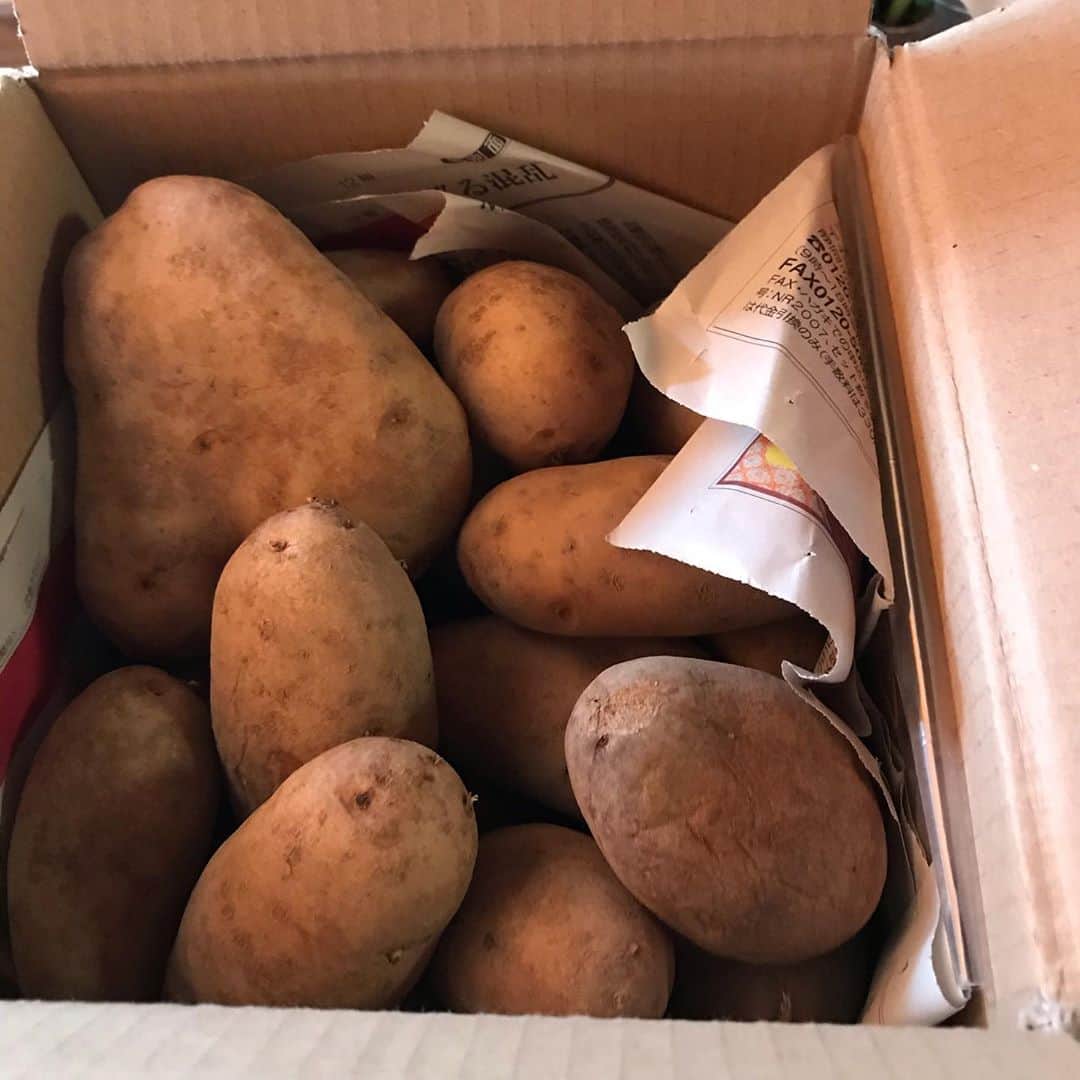 土屋眞弓のインスタグラム：「先日頂いたジャガイモちゃん🥔 ハート形のスペシャルポテト❤️ おうちの方からの嬉しいプレゼントに子供たちも大喜び❣️ という事でハートのポテトをメインにちょっとお花畑のような一皿にしてみました❤️❤️ 博美さん有難う❣️ 美味しく頂いております🥰  #おうちごはん #potato」