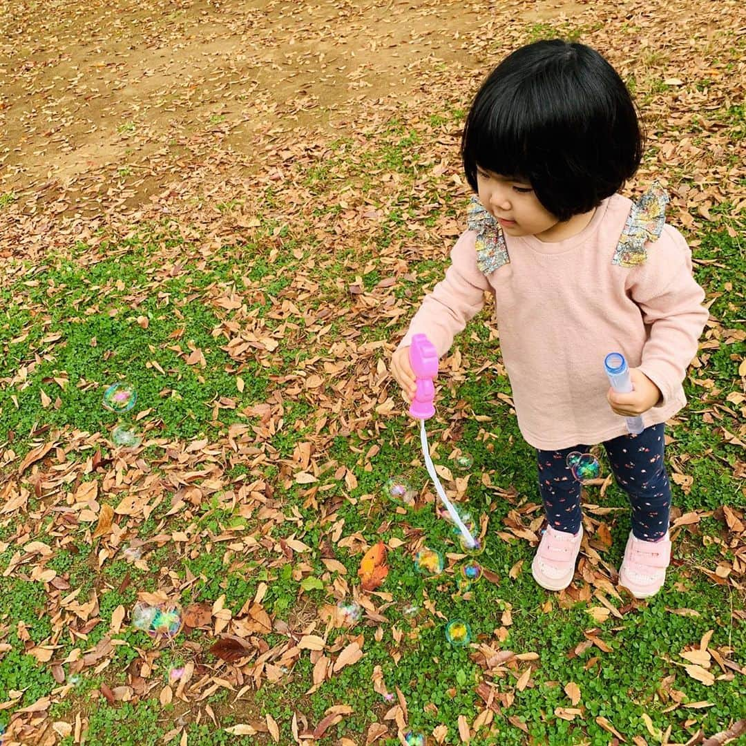 門脇舞以さんのインスタグラム写真 - (門脇舞以Instagram)「🍂落ち葉公園🍂 #3歳9ヶ月 #シャボン玉」11月8日 23時11分 - kadomaita