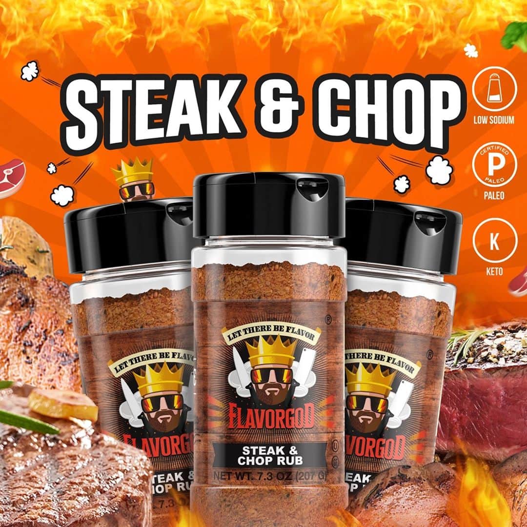 Flavorgod Seasoningsさんのインスタグラム写真 - (Flavorgod SeasoningsInstagram)「#FlavorGod Steak & Chop Rub!🥩⁠ -⁠ Click the link in my bio @flavorgod ✅www.flavorgod.com⁠ FREE SHIPPING on ALL orders of $50.00+ in the US!⁠ -⁠ Make a juicy steak your friends will be jealous of with the newest addition to the Flavor God line! Flavorgod Steak & Chop Rub is perfectly balanced with a clean label, natural kosher sea salt and premium herbs to make it great for stovetop cooking, pan-searing, in the oven, on the grill, bbq, or smoking!⁠ -⁠ Flavor God Seasonings are:⁠ ✅ZERO CALORIES PER SERVING⁠ ✅MADE FRESH⁠ ✅MADE LOCALLY IN US⁠ ✅FREE GIFTS AT CHECKOUT⁠ ✅GLUTEN FREE⁠ ✅#PALEO & #KETO FRIENDLY⁠ -⁠ #food #foodie #flavorgod #seasonings #glutenfree #mealprep #seasonings #breakfast #lunch #dinner #yummy #delicious #foodporn ⁠」11月9日 4時02分 - flavorgod