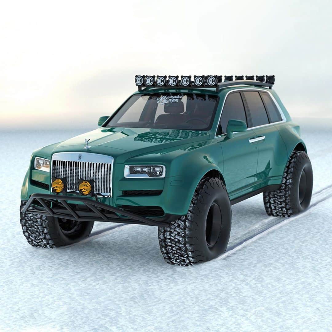 HYPEBEASTさんのインスタグラム写真 - (HYPEBEASTInstagram)「@hypebeastcarclub: Automotive renderer @abimelecdesign has reimagined the @rollsroycecars Cullinan as a monster arctic truck. Arellano gives the Cullinan a front anti-collision bar fitted with lamps, seven large lamps on the roof bar, and shows off the SUVs new height thanks to what would be an upgraded suspension and large snow-tackling tires. The design also sees a full roof rack that supports more lights at the rear, as well as a new rear bumper that protects the twin exhaust pipes. Find out more via the link in our bio.⁠⠀ Photo: Abimelec Arellano」11月9日 11時26分 - hypebeast