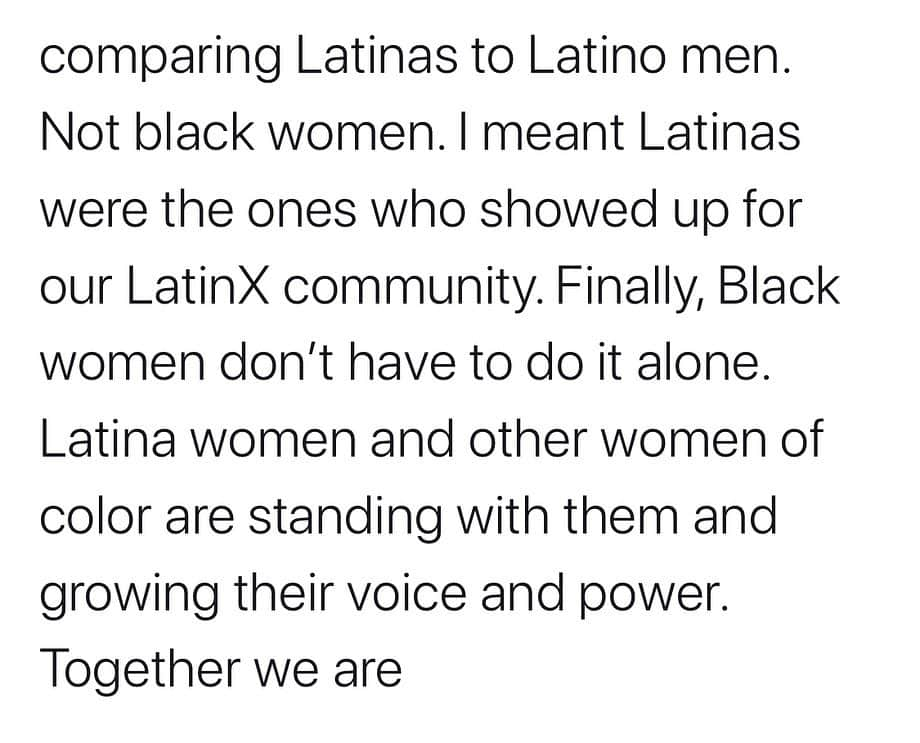 エヴァ・ロンゴリアさんのインスタグラム写真 - (エヴァ・ロンゴリアInstagram)「Watching this back I can see that this sounds like I’m comparing Latinas to Black women, which I would never do. I was comparing Latinas to their male counterparts, but my wording was not clear and I deeply regret that...   Black women have long been the backbone of the Democratic Party, something we have seen played out in this election as well as previous ones. Black women deserve a standing ovation for the work they have done year after year!! Over 90% of black women showed up for Biden. Finally, Black women shouldn’t have to do it alone. Latinas, many who identify as Afro Latina, and other women of color are standing with them so we can grow our collective voice and power. Together we are unstoppable!  Again, so sorry for the confusion and lack of context on my part!」11月9日 13時20分 - evalongoria