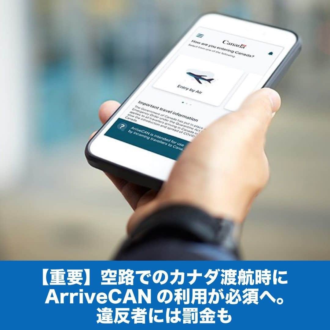 LifeTorontoさんのインスタグラム写真 - (LifeTorontoInstagram)「先日カナダ政府から新しい渡航ルールが発表されました。 2020年11月21日から空路でのカナダ渡航の際は、ArriveCANアプリ or ウェブサイトでの情報の提出が必須となります。 大事なことなので、ぜひ周りの人にも教えてあげてください。 👉@lifetoronto.jpのプロフィールに記載 のリンク先より、最新記事一覧からチェックください。⁠ .⁣⠀⁠ .⁣⠀⁣⠀﻿⁠ . 📷： @GovCanHealth (Twitter) .⁣⠀⁠ #カナダ渡航準備  #arrivecan  #トロント到着 #カナダ入国 #祝日 #トロント在住 #カナダ生活 #カナダ在住 #カナダライフ #海外生活 #海外暮らし #海外移住 #英語 #留学 #海外留学 #トロント留学 #カナダ留学 #ワーホリ #ワーキングホリデー #カナダワーホリ #トロントワーホリ #ワーホリトロント #ワーホリカナダ #海外就職 #駐在 #カナダ好きな人と繋がりたい」11月9日 23時30分 - lifetoronto.jp