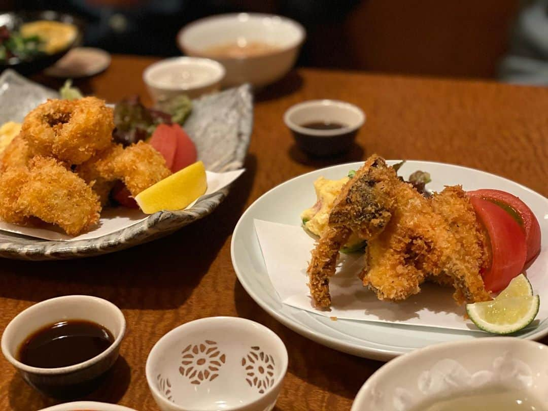 青山有紀さんのインスタグラム写真 - (青山有紀Instagram)「だいすきな余志屋さん🍶 鱧と松茸のフライ、鯖きずし、横輪とぐじお造り、果物白和え、鴨饅頭に八幡巻き…いつもながら、大好物オンパレードでした🙏😻」11月9日 15時26分 - yukiaoya