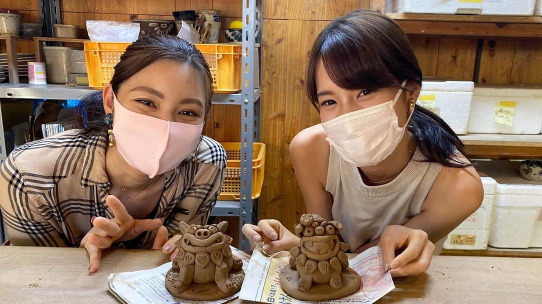 木寺莉菜のインスタグラム：「﻿ ﻿ 今回のYouTubeは、﻿ AIRIちゃんとシーサー作り！！🐱🐶﻿ ﻿ 個人的な見どころは、﻿ 時々AIRIちゃんが職人みたいな目をしてるとこと、﻿ AIRIちゃんが最後、先生がお手本で作ってくれたお花を﻿ 超えるぐらいの出来栄えのものを作り上げる所です🥺笑﻿ ﻿ URLは、ストーリーまたはプロフィールより(♥︎´ω`♥︎)﻿ ﻿  #木寺莉菜のほのぼの沖縄Life﻿」