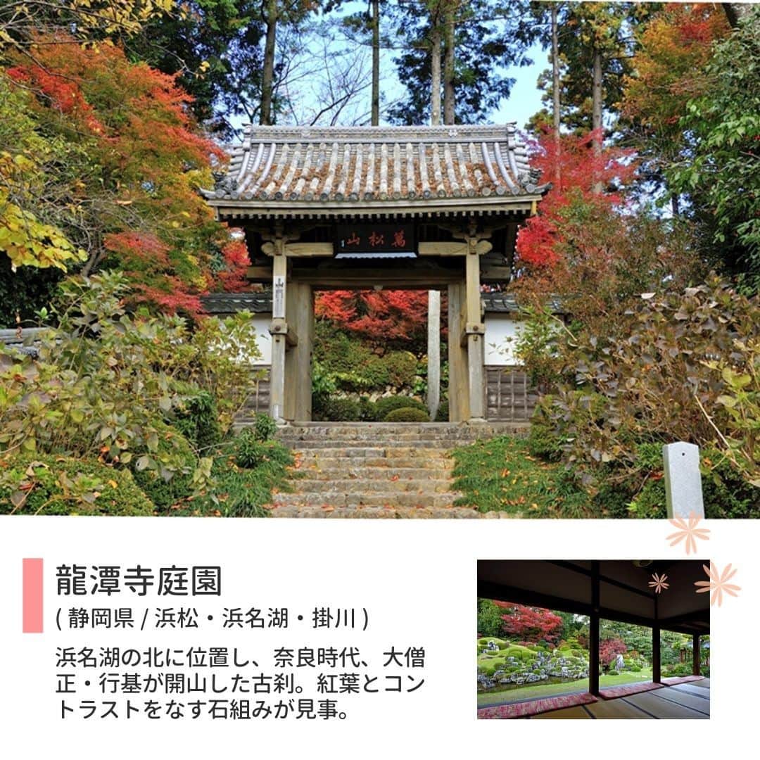 旅色さんのインスタグラム写真 - (旅色Instagram)「【紅葉の美しい日本庭園（全国版７選）】✱ ﻿ ﻿ 今年も紅葉の季節がやってきました🍁🍁🥰　 色鮮やかな紅葉を楽しめる日本庭園へ、 しっとりと秋の旅に出かけてみませんか？🎒🎵 ﻿ 📣【旅色】ではワクワクするような "旅情報" をお届けしています。﻿旅色Instagramのトップにあるリンクをチェックしてみてください。 ﻿ ▷▶︎▷@tabiiro﻿ ﻿ ＊＊＊＊＊＊＊＊＊＊＊＊＊＊＊＊﻿ ﻿ ◾︎ 楽山園 群馬県甘楽郡甘楽町大字小幡648-2 https://tabiiro.jp/leisure/s/205855-kanra-monthly_topics03/ ﻿ ◾︎ 清水園﻿ 新潟県新発田市大栄町7-9-32 https://tabiiro.jp/leisure/s/205856-shibata-monthly_topics04/  ◾︎ 龍潭寺庭園﻿ 静岡県浜松市北区引佐町井伊谷1989 https://tabiiro.jp/leisure/s/205857-hamamatsu-monthly_topics05/ ﻿ ◾︎ 養浩館庭園﻿ 福井県福井市宝永3-11-36 https://tabiiro.jp/leisure/s/205858-fukui-monthly_topics06/ ﻿ ◾︎ 玄宮園﻿ 滋賀県彦根市金亀町3-41 https://tabiiro.jp/leisure/s/205859-hikone-monthly_topics07/ ﻿ ◾︎ 長府庭園 山口県下関市長府黒門東町8-11﻿ https://tabiiro.jp/leisure/s/205860-shimonoseki-monthly_topics08/ ﻿ ◾︎ 御船山楽園 佐賀県武雄市武雄町大字武雄4100 https://tabiiro.jp/leisure/s/205862-takeo-monthly_topics10/ ﻿ ＊＊＊＊＊＊＊＊＊＊＊＊＊＊＊＊﻿ ﻿ #紅葉　#日本庭園　#楽山園　#群馬　#清水園　#新潟　#龍潭寺庭園　#静岡　#養浩館庭園　#福井　#玄宮園 #滋賀　#長府庭園　#山口　#御船山楽園　#滋賀　#庭園　#紅葉撮影　#紅葉写真　#旅行　#旅　#tabiiro #trip #japan 　#国内旅行　#紅葉レジャー　#秋旅　#japantravel　#japantrip　#旅色」11月9日 19時00分 - tabiiro