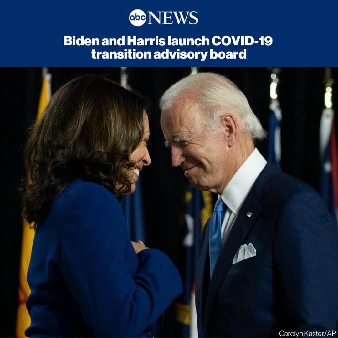 ABC Newsさんのインスタグラム写真 - (ABC NewsInstagram)「NEW: President-elect Joe Biden and Vice President-elect Kamala Harris roll out their COVID-19 transition advisory board, naming the people in charge of making the rubber of the duo’s COVID policy hit the road as they prepare to take office in just 72 days. SEE MORE AT LINK IN BIO. #politics #joebiden #kamalaharris #covid19」11月9日 19時21分 - abcnews