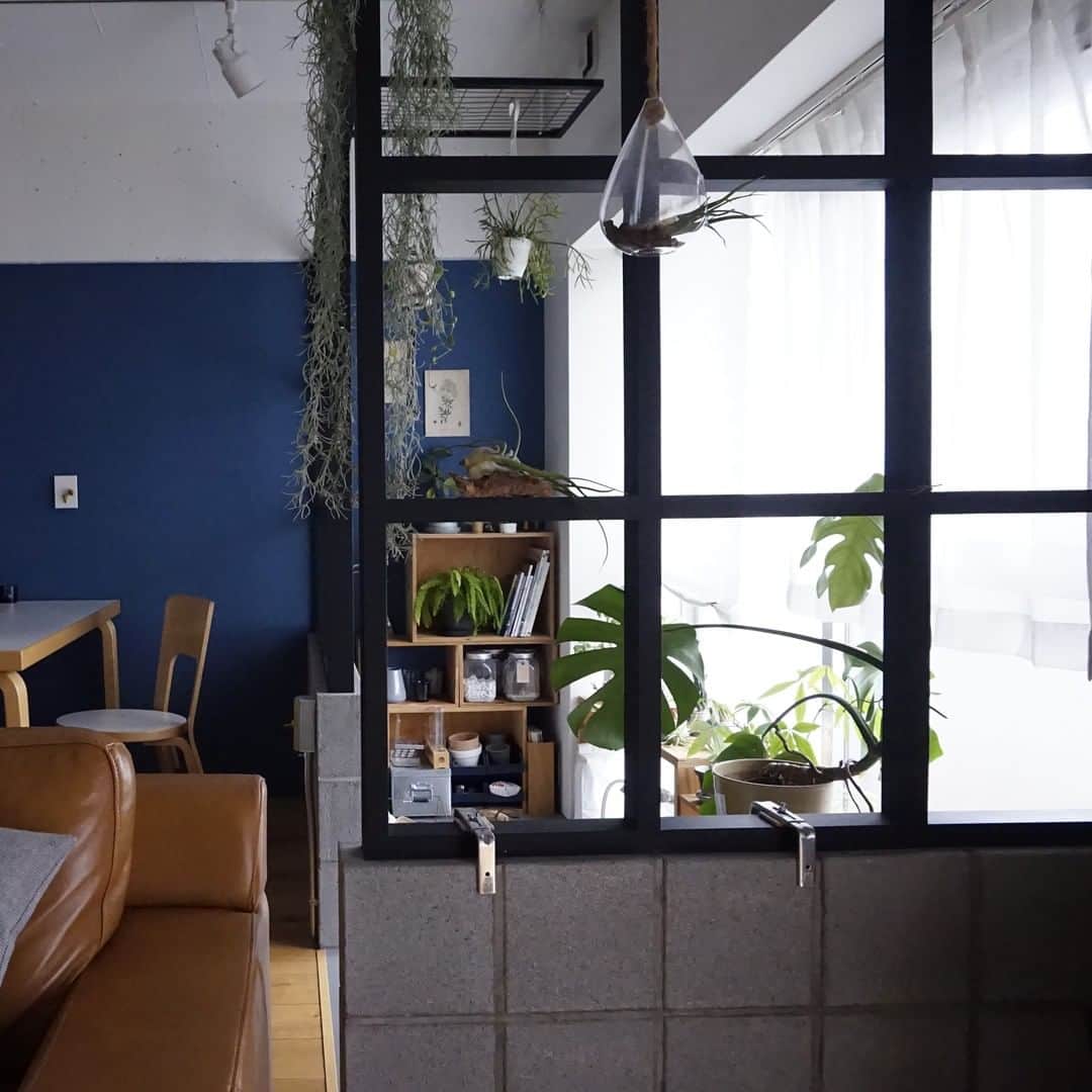 ムクリ［mukuri］さんのインスタグラム写真 - (ムクリ［mukuri］Instagram)「空間にアクセントと彩りをプラスするインナーテラス〜光と風が通る家（kumaigakoさん）  室内にありながら 屋外の雰囲気も楽しむことができるインナーテラス。  ご夫婦共通の趣味である“グリーンのある暮らし”を実現すべく、リノベーション時には水に強い床材を採用し、気兼ねなく思いっきり大好きな植物たちを愛でる場所をつくり上げたいがりこさん。  ブロックでリビングとの空間をゆるく区切ることで程よいアクセントが生まれ、ハンギングで目線の高さに植物を持ってきたり、箱型の収納を使って植物を魅せるディスプレイをしたり、まるでショップのような空間づくりがとっても素敵です。  日々の生活で、お気に入りのものが目に入るだけでもちょっと嬉しくなりますよね〜♪  お家時間を楽しむための趣味のある暮らしをより快適にしてくれるインナーテラスの活用術、ぜひ参考にしてみてください。  specialthanks @kumaigako ・ （編集：megu）  ▶詳細はプロフィールのURLよりご覧ください プロフィールはこちらから @mukuri_official ・  #テラス#インナーテラス#リノベーション #マンションリノベーション #リノベ #renovatio #中古マンション #リフォーム#無印良品#北欧インテリア#シンプルインテリア#ナチュラルインテリア #マンションインテリア#キッチン#マイホーム #myhome #マイホーム計画 #家づくり#暮らしを楽しむ #マンション暮らし #賃貸暮らし#シンプルな暮らし #くらしの編集 #ムクリ」11月9日 21時05分 - mukuri_official